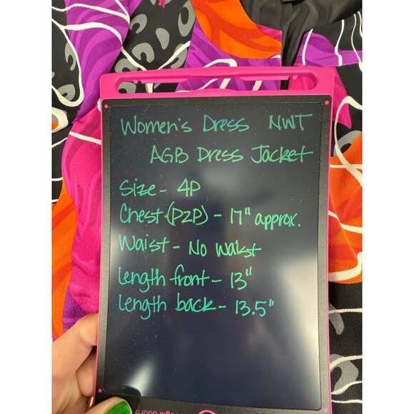 Womens 2-Piece Petite Dress Set By AGB W/Vibrant Jacket & Black Dress Office NWT - Picture 16 of 16